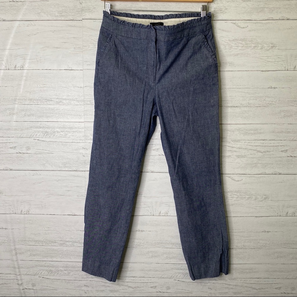 J crew cropped ruffle edge denim pants
